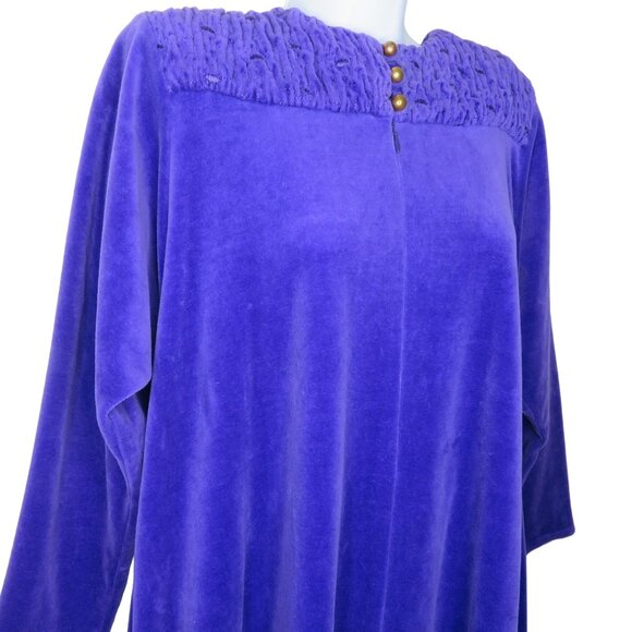 David Brown for I. Magnin & Co. Purple Velour Long Sleeve Caftan Robe Pockets - Picture 5 of 16